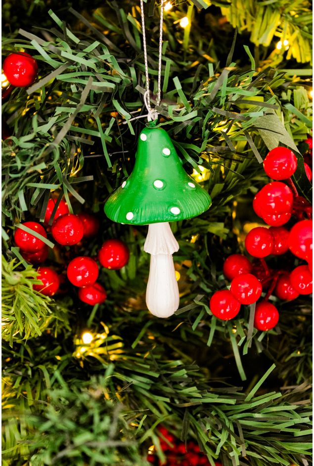 Pingente Cogumelo em Resina Verde Natal -2-